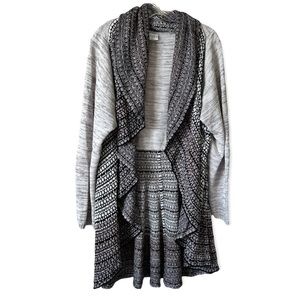 Sioni Studio Gray Marled Open Front Waterfall Cardigan